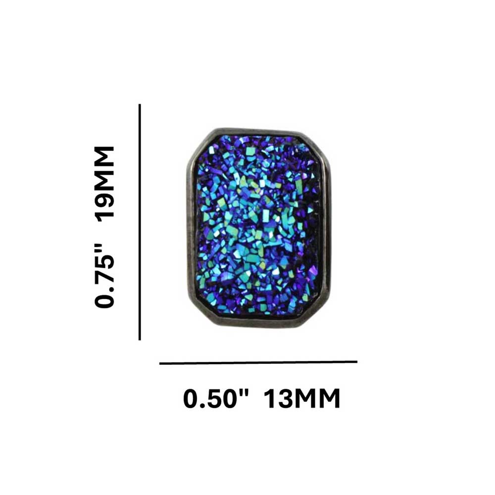 Blue Sparkling Fabric Rectangle Pierced Earring - FE408 - Lilylin Designs