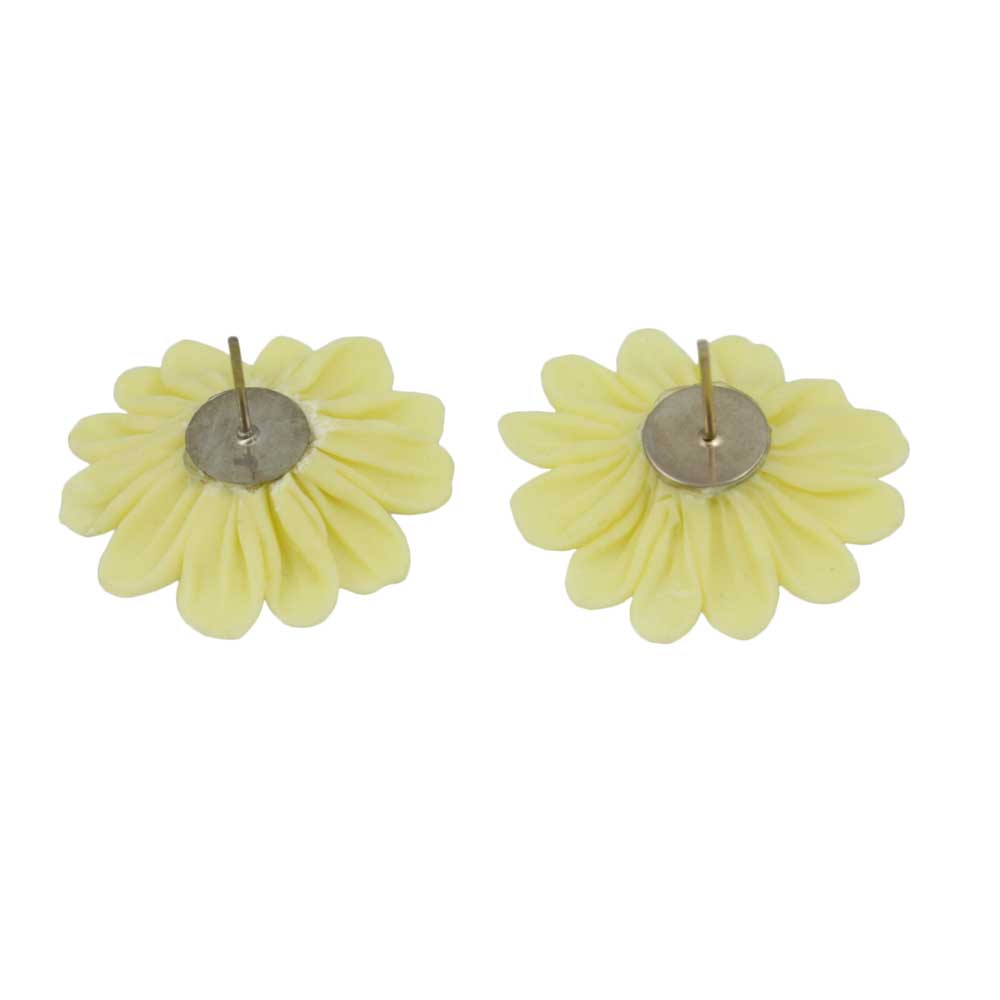 Lemon Yellow Fimo Clay Daisy Pierced Earring - FE410 - Lilylin Designs