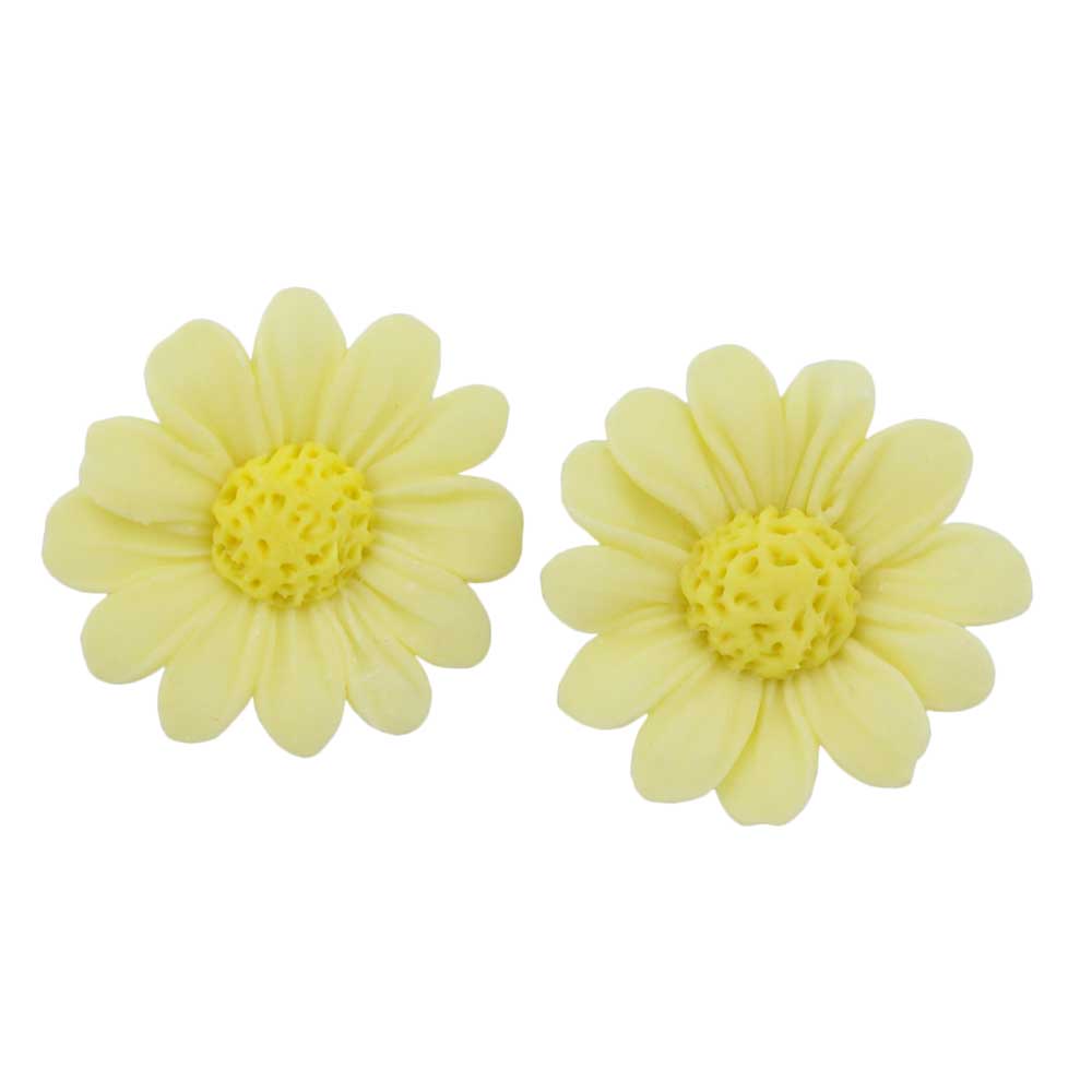 Lemon Yellow Fimo Clay Daisy Pierced Earring - FE410 - Lilylin Designs