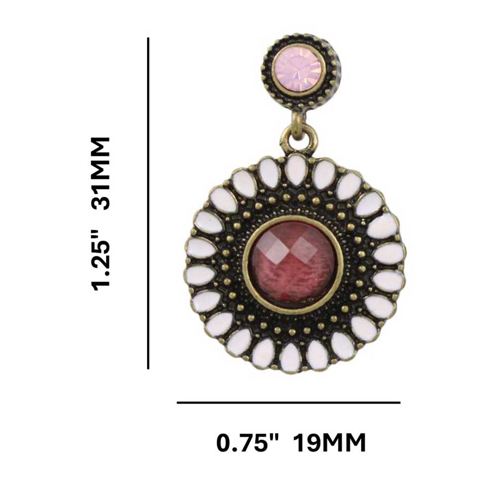Antique Gold Purple Round Dangling Disc Earring - FE501PP - Lilylin Designs