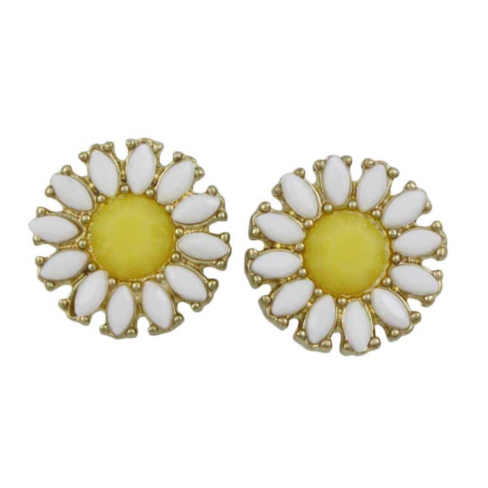 Yellow and White Daisy Button Pierced Earring - FE502 - Lilylin Designs