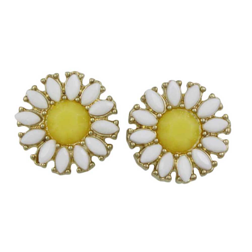 Lilylin Designs Yellow and White Daisy Button Pierced Earring