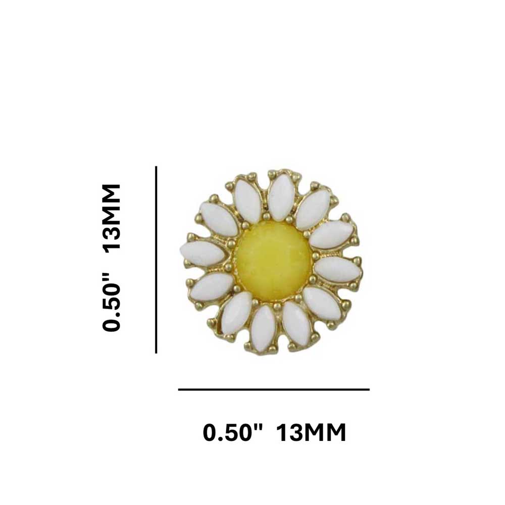 Yellow and White Daisy Button Pierced Earring - FE502 - Lilylin Designs