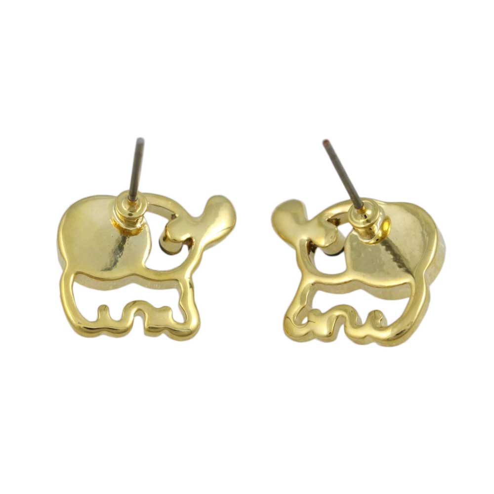 Small Cream Cats Eye Cut - out Elephant Pierced Earring - FE509 - Lilylin Designs