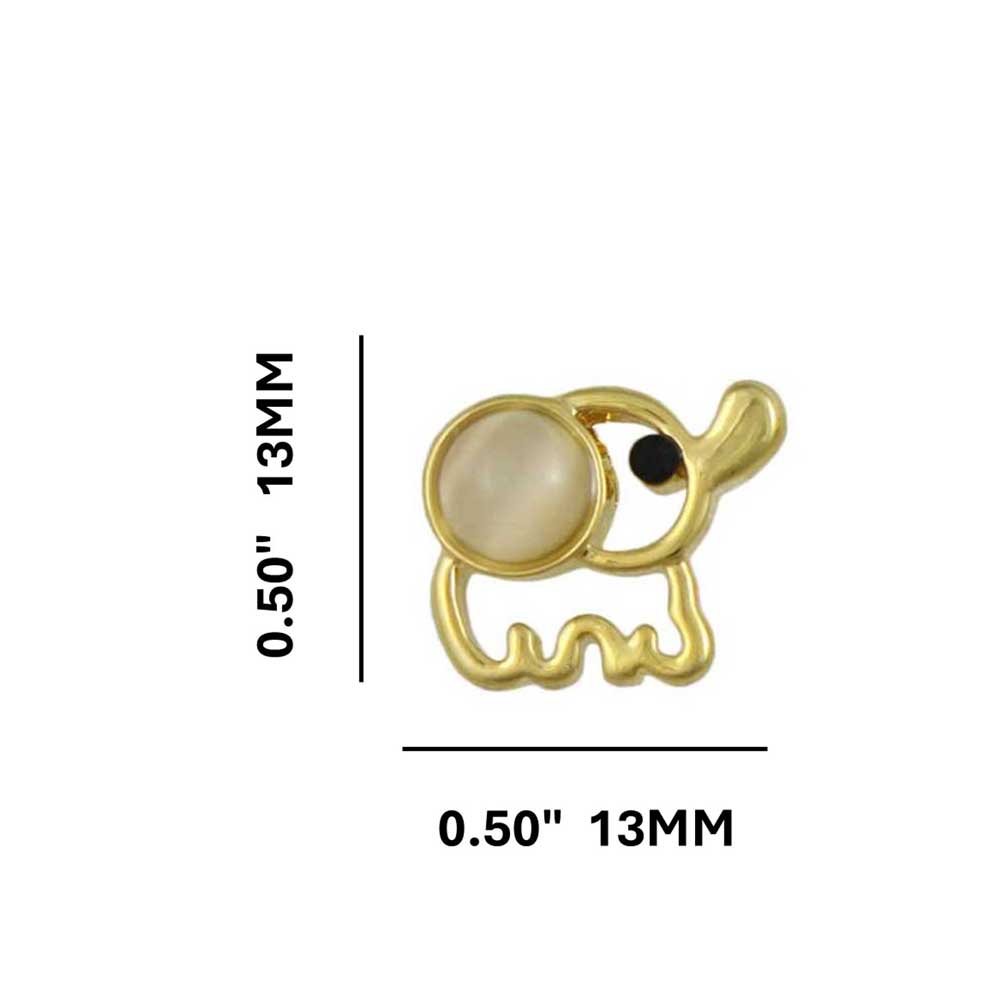 Small Cream Cats Eye Cut - out Elephant Pierced Earring - FE509 - Lilylin Designs