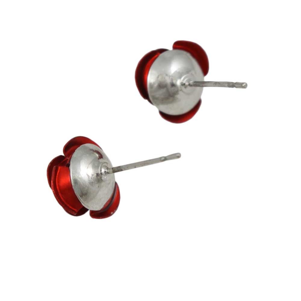 Red Rose Stud Pierced Earring - FE510 - Lilylin Designs