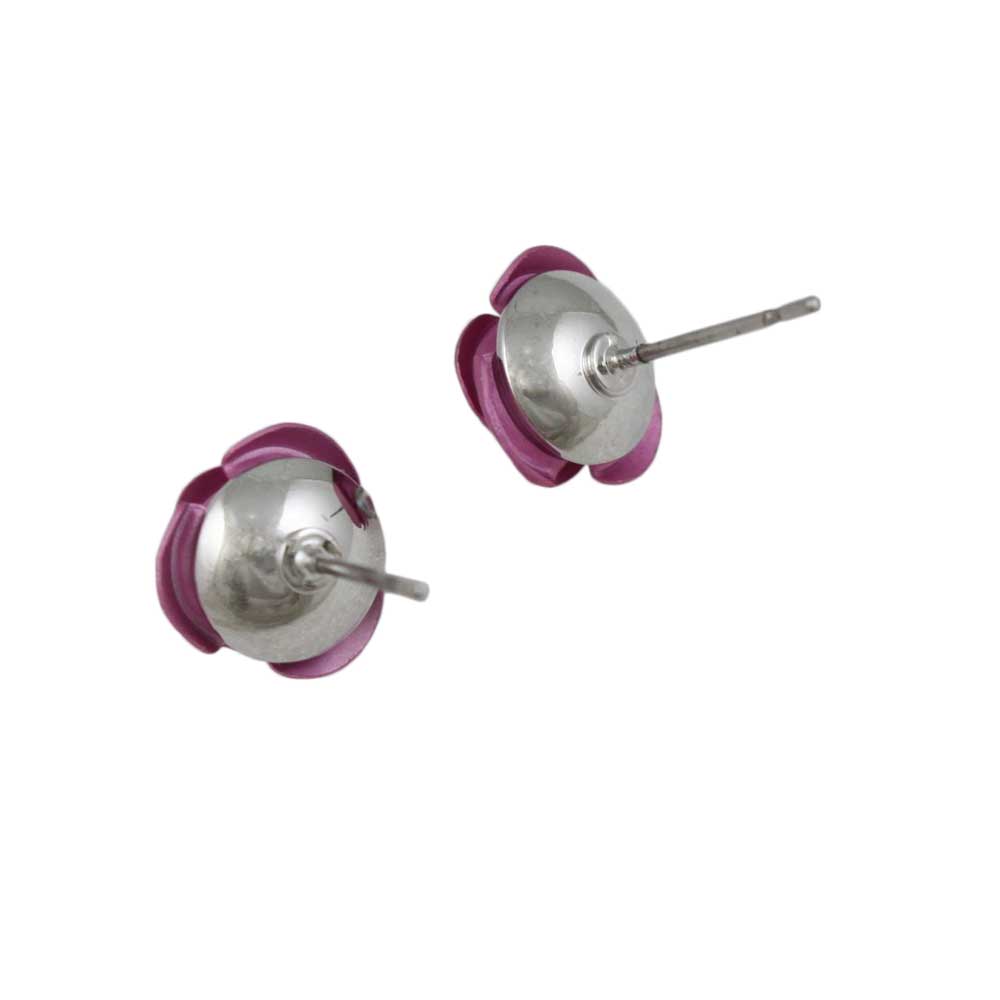 Mauve Pink Rose Stud Pierced Earring - FE510PK - Lilylin Designs
