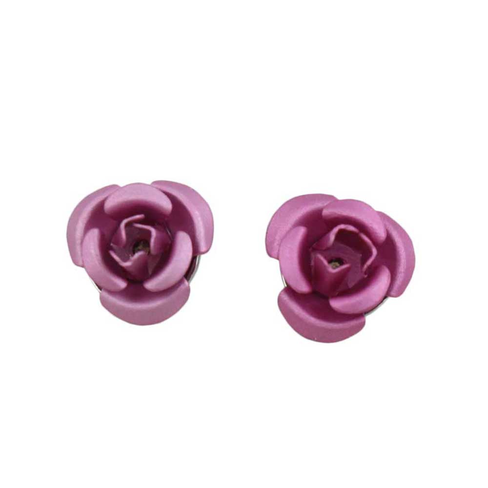 Mauve Pink Rose Stud Pierced Earring - FE510PK - Lilylin Designs