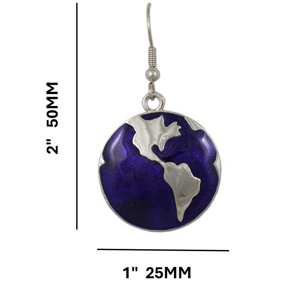 Blue and Silver We Are The World Dangling Earth Earring - FE511 - Lilylin Designs