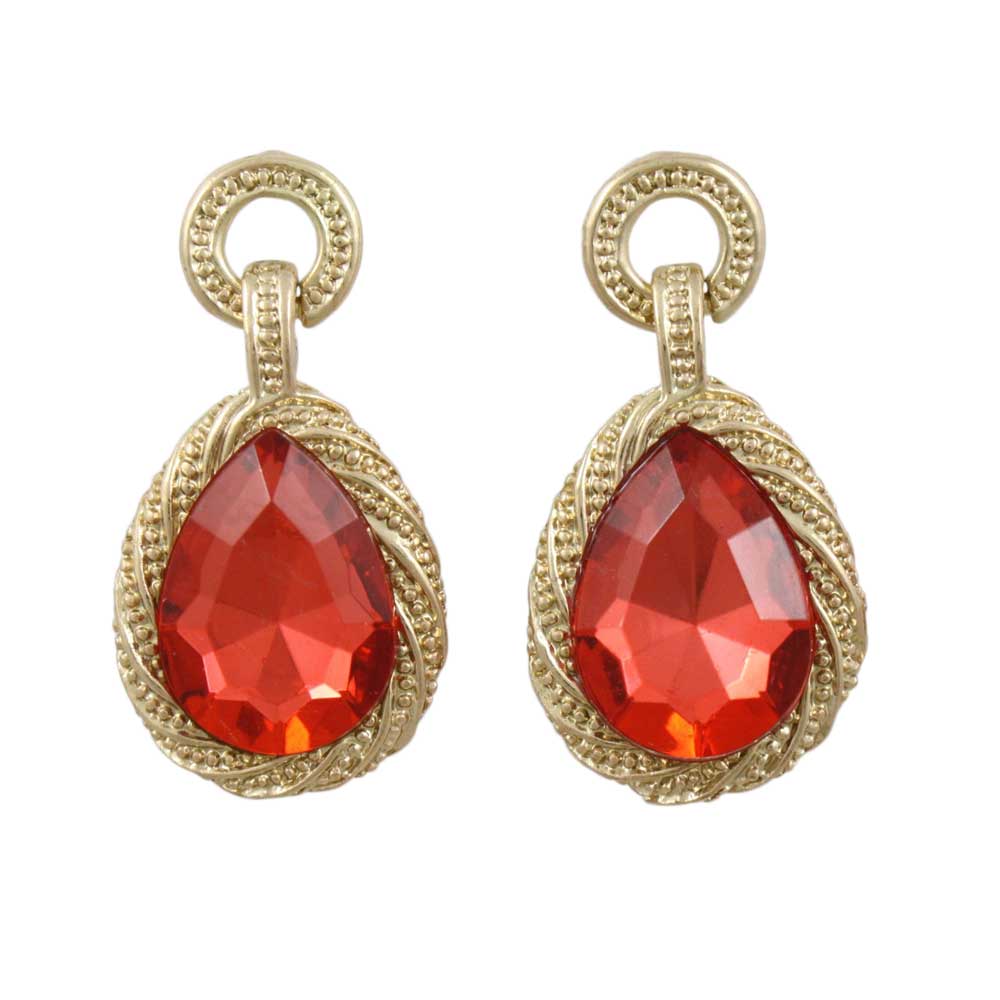 Burnt Orange Acrylic Teardrop Pierced Earring - FE513 - Lilylin Designs