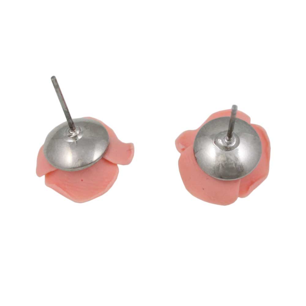 Pink Resin Rose Stud Pierced Earring - FE601PK - Lilylin Designs
