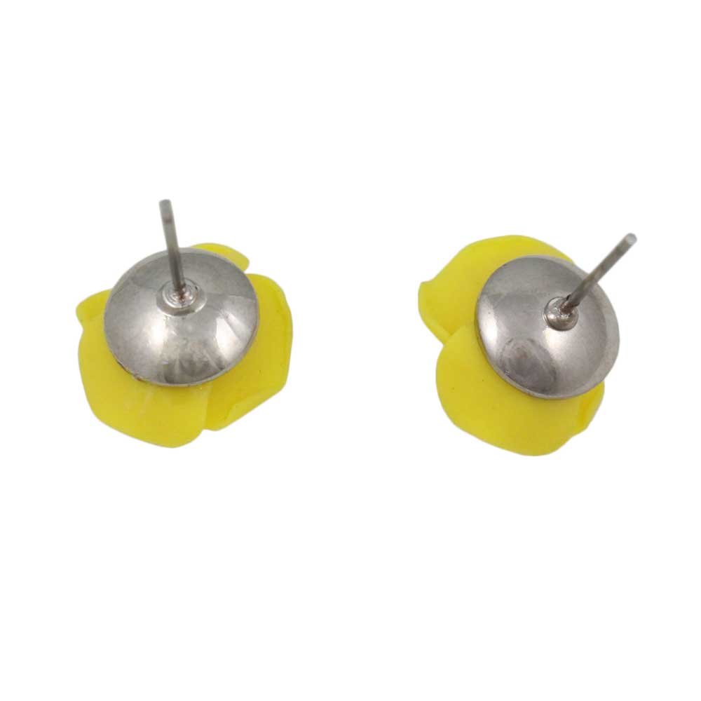 Yellow Resin Rose Stud Pierced Earring - FE601YW - Lilylin Designs