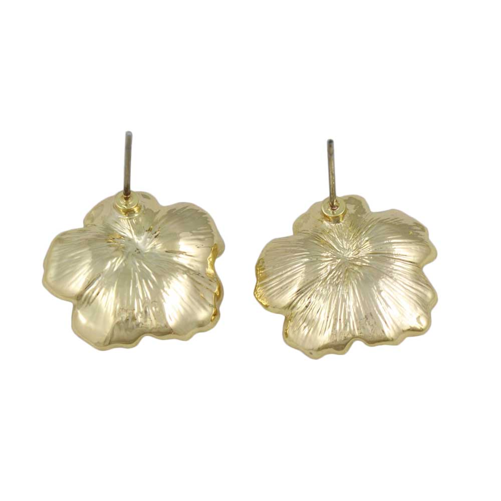 Yellow Flower with Gold Center Pierced Earring - FE610 - Lilylin Designs