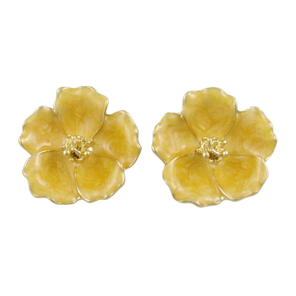 Lilylin Designs Yellow Flower with Gold Center Pierced Earring