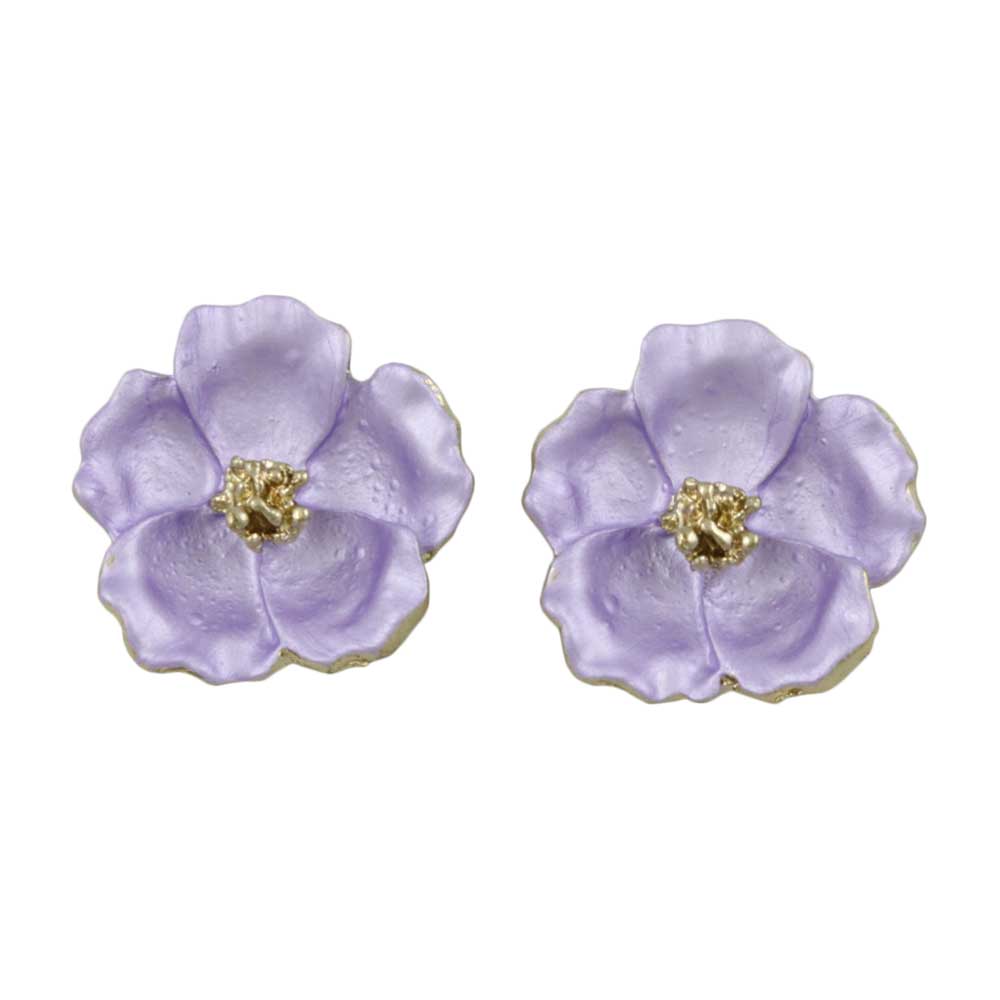 Purple Flower with Gold Center Pierced Earring - FE610LV - Lilylin Designs