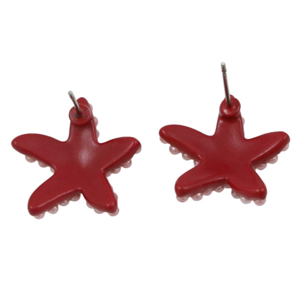 Red with Pink Beads Starfish Pierced Earring - FE906 - Lilylin Designs
