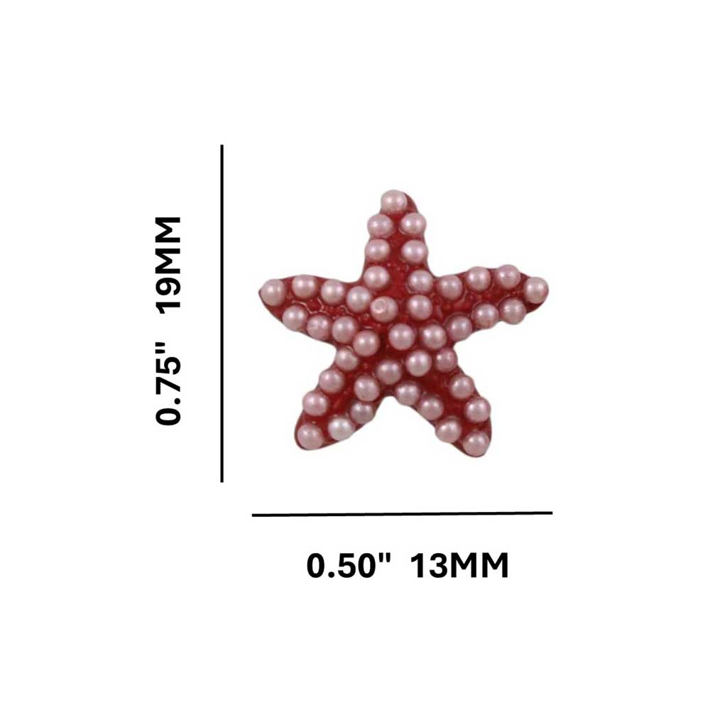 Red with Pink Beads Starfish Pierced Earring - FE906 - Lilylin Designs