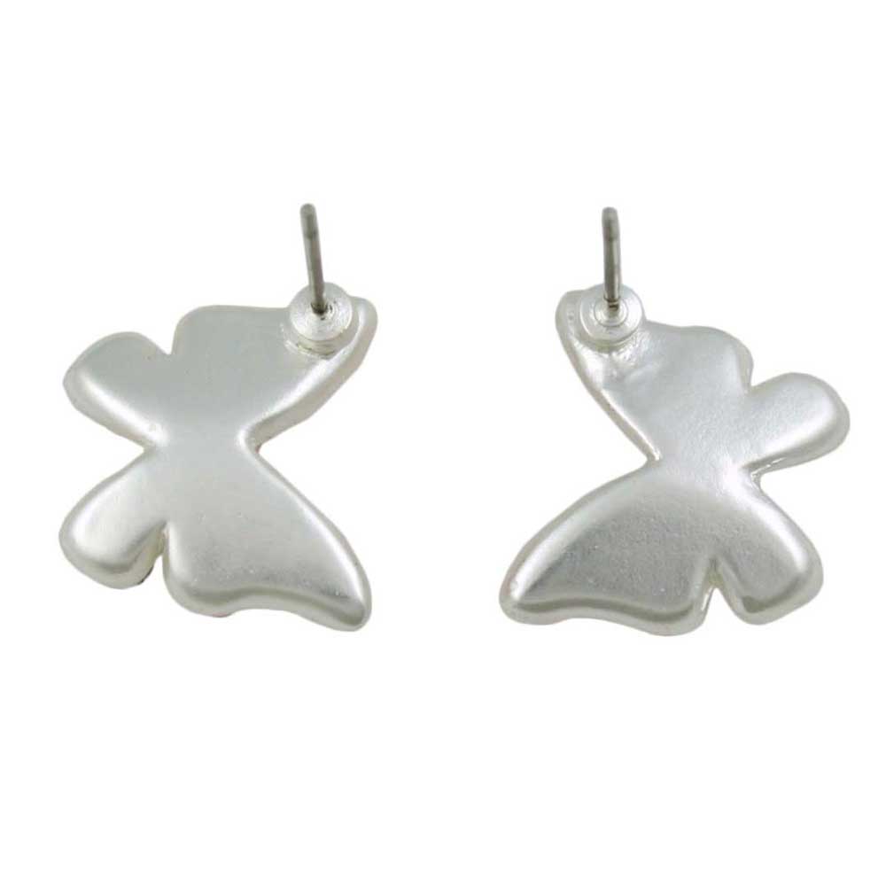 Pink Seed Pearls Butterfly Pierced Earring - FE907 - Lilylin Designs