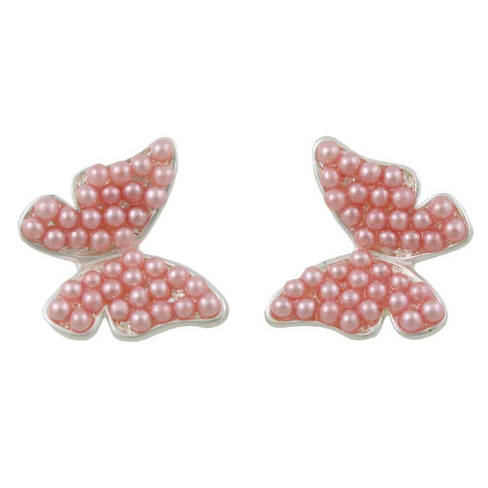 Pink Seed Pearls Butterfly Pierced Earring - FE907 - Lilylin Designs