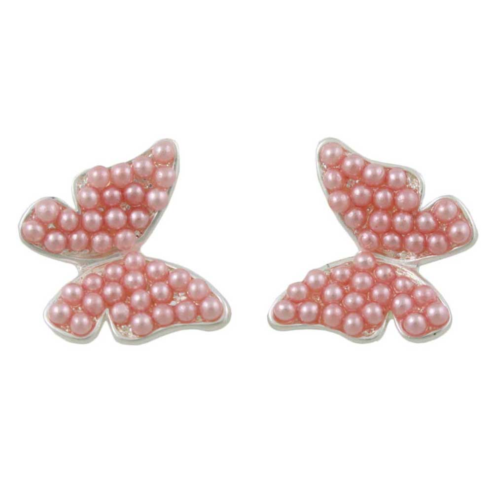 Lilylin Designs Pink Seed Pearls Butterfly Pierced Earring