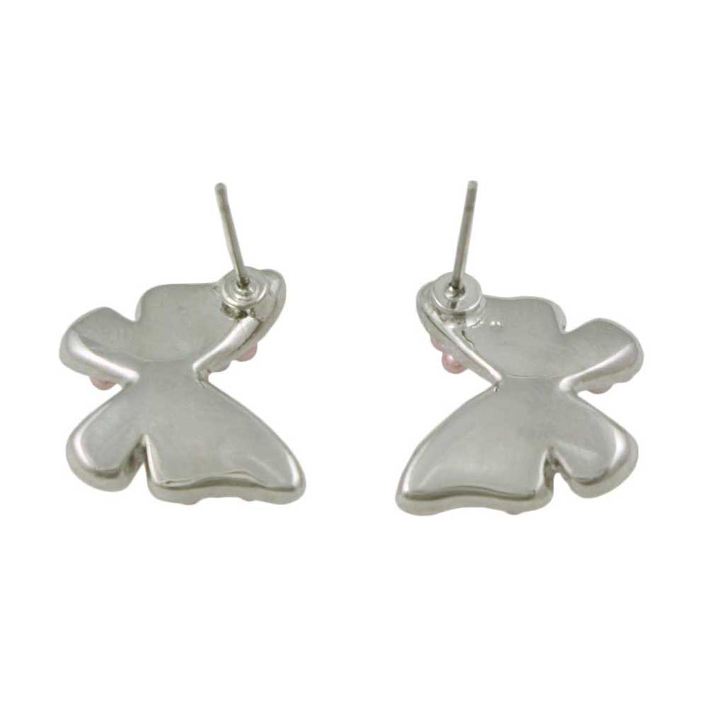 Lavender Seed Pearls Butterfly Pierced Earring - FE907PP - Lilylin Designs