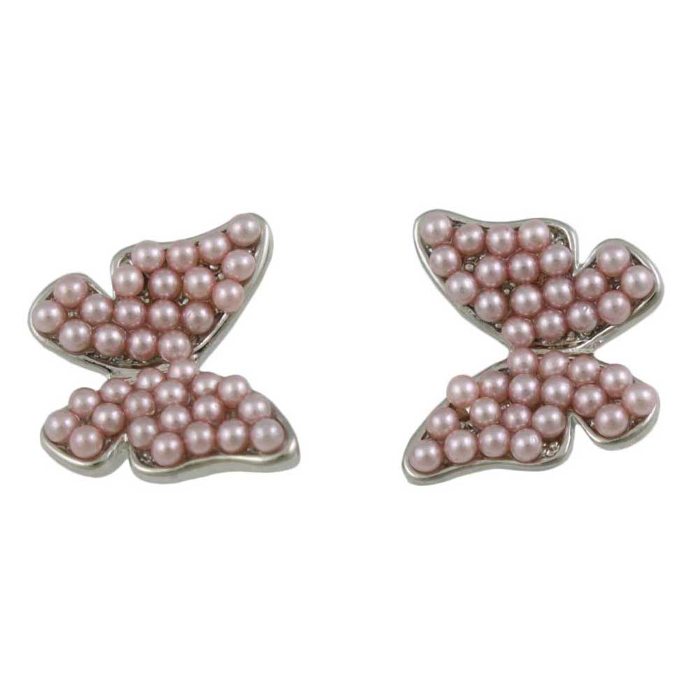 Lavender Seed Pearls Butterfly Pierced Earring - FE907PP - Lilylin Designs
