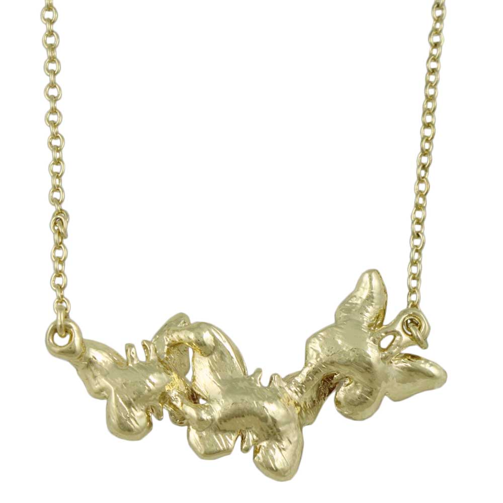 Orange and White Enamel Speckled Butterflies Necklace - FN481 - Lilylin Designs