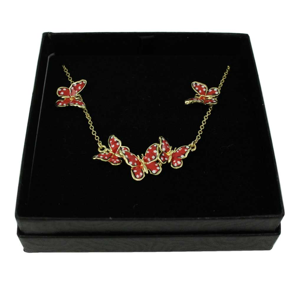 Orange Butterfly Necklace and Earring Gift Set - FN481BS - Lilylin Designs