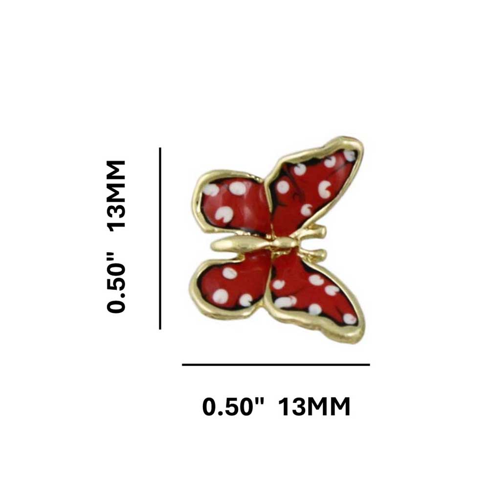 Orange and White Speckled Butterfly Pierced Earring - FN481E - Lilylin Designs