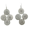 Silver Filigree Discs with Crystals Dangling Pierced Earring - MEC504 - Lilylin Designs