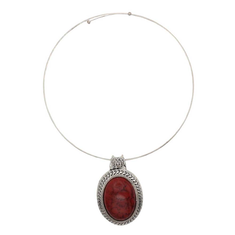 Full view of Oval red turquoise necklace - Lilylin Designs