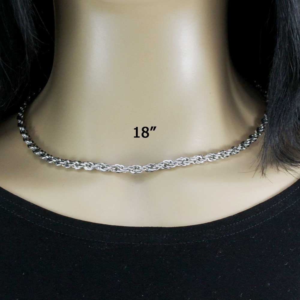 Lilylin Designs 4MM Thick Silver-tone Rope Chain-18 inches