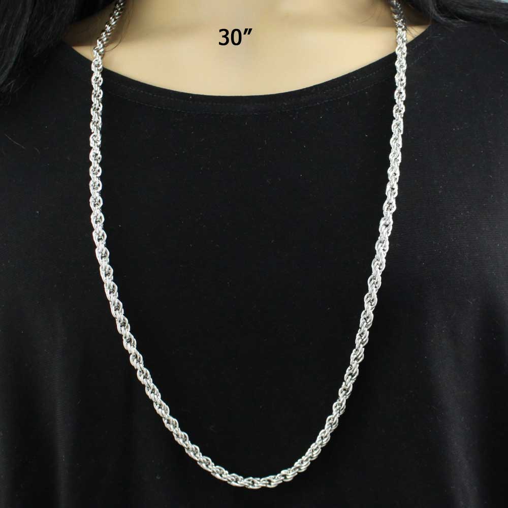 4MM Thick Silver - tone Rope Chain - GP210S - Lilylin Designs