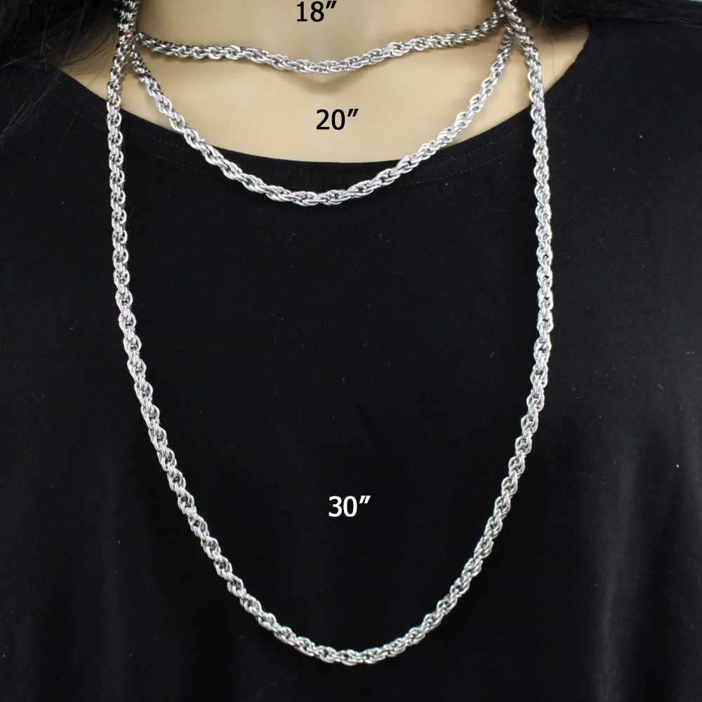 4MM Thick Silver - tone Rope Chain - GP210S - Lilylin Designs