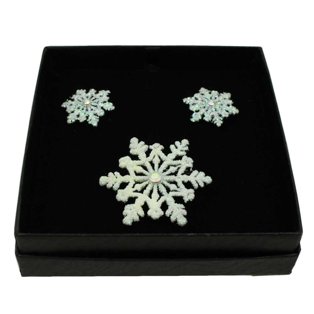 Glitter Snowflake Brooch and Earring Jewelry Gift Set - XP631BS - Lilylin Designs