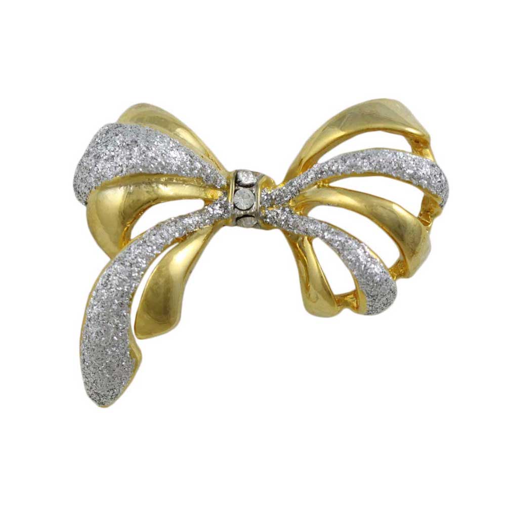 Glitter Bow Brooch Pin with Silver and Gold-plating - Lilylin Designs