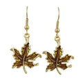 Gold Enamel Maple Leaf Dangling Pierced Earring - PRL341E - Lilylin Designs