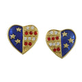 Gold Patriotic Red White Blue Heart Clip Earring | Lilylin Designs