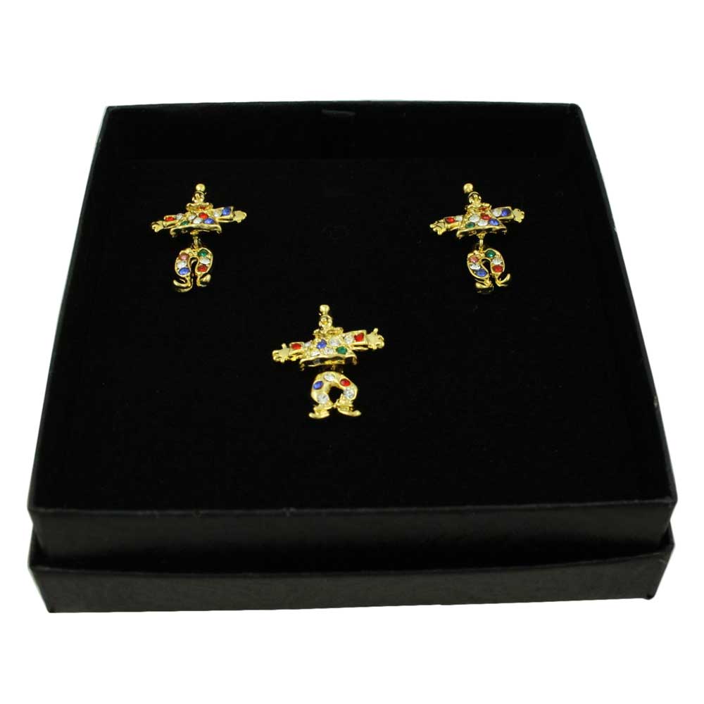 Just Clowning Around Crystal Clown Tac Pin and Earring Gift Set - Lilylin Designs