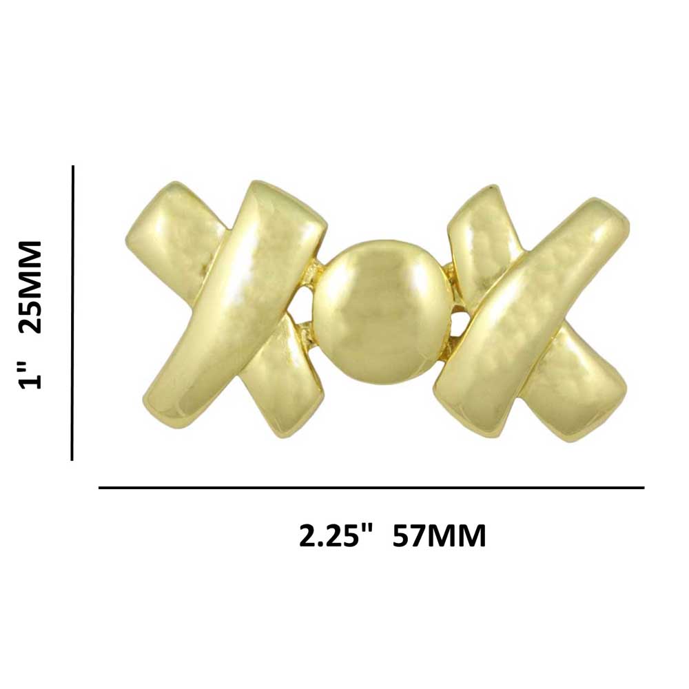 Gold-plated XOX Hugs and Kisses Brooch Pin with measurements - Lilylin Designs
