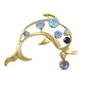 Blue Crystal Dolphin with Purple Crystal Ball Brooch Pin - Lilylin Designs