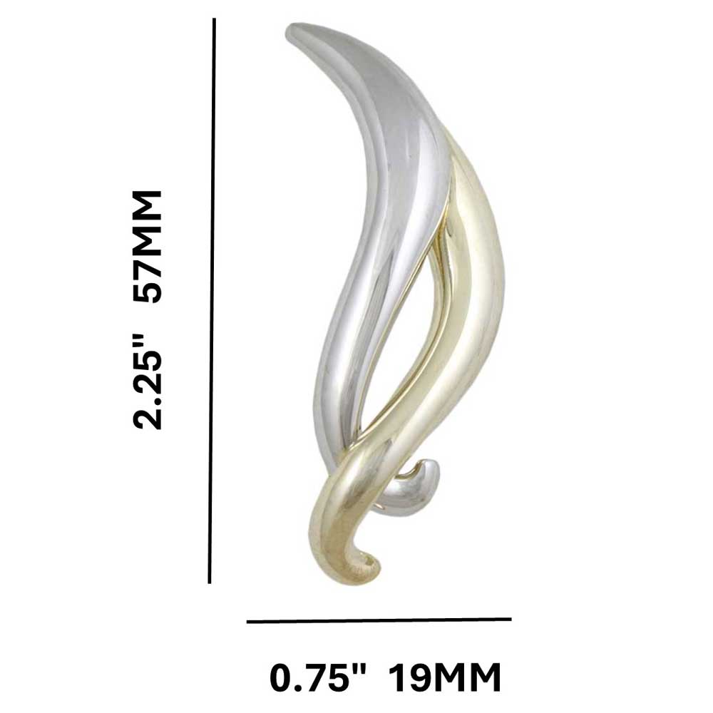 Silver and Gold Intertwined Bars Brooch Pin with measurements - Lilylin Designs