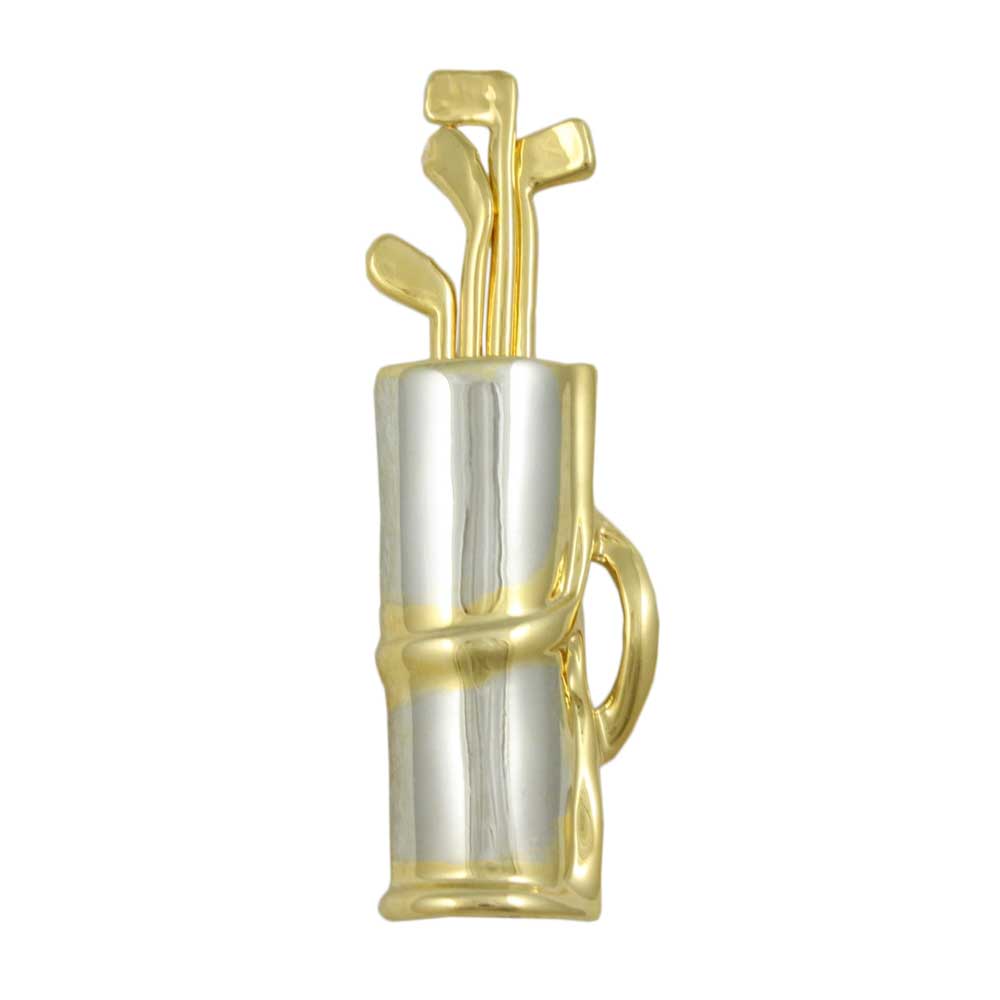 Two Tone Golf Bag with Gold Golf Clubs Brooch Pin - Lilylin Designs