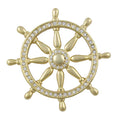 Gold Crystal Ship's Wheel Brooch Pin - Lilylin Designs