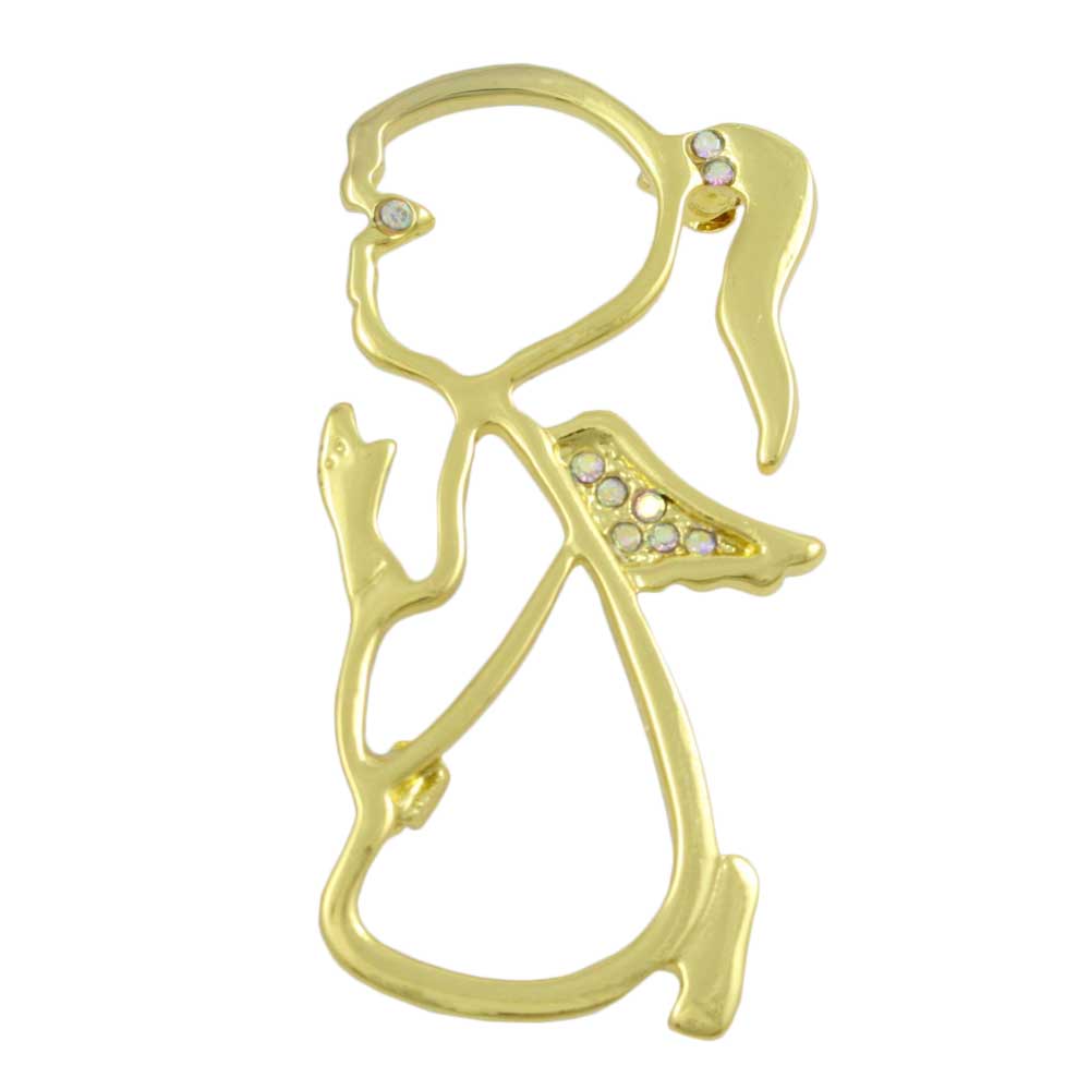 Praying Angel with Crystal Wings Brooch Pin in Gold - Lilylin Designs