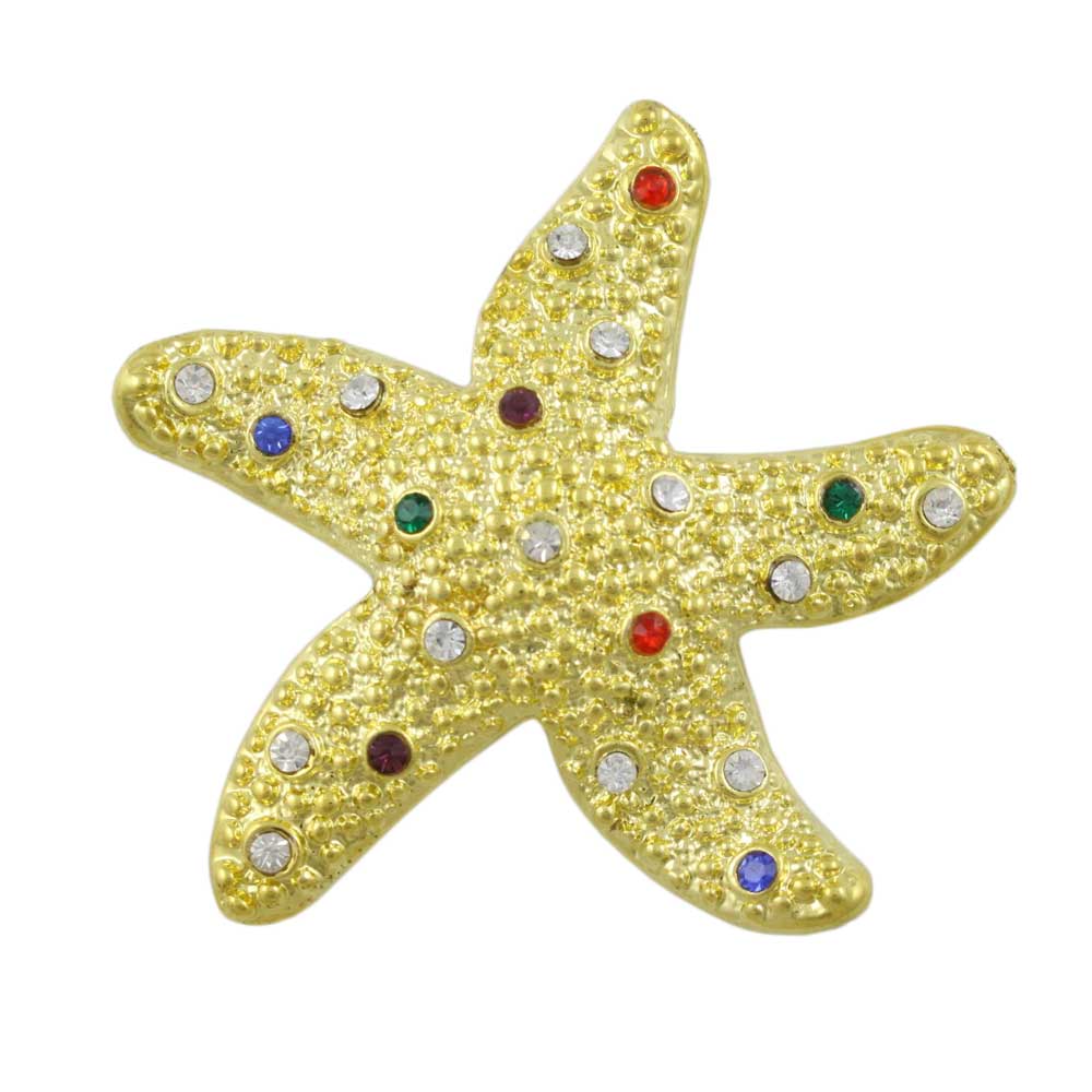 Starfish with Clear and Colored Crystals Brooch Pin - Lilylin Designs