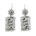 Antiqued Hammered Silver - tone Good Luck Pierced Earring - MEC150 - Lilylin Designs