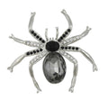 Black with Gray Crystal Spider Brooch Pin - Lilylin Designs