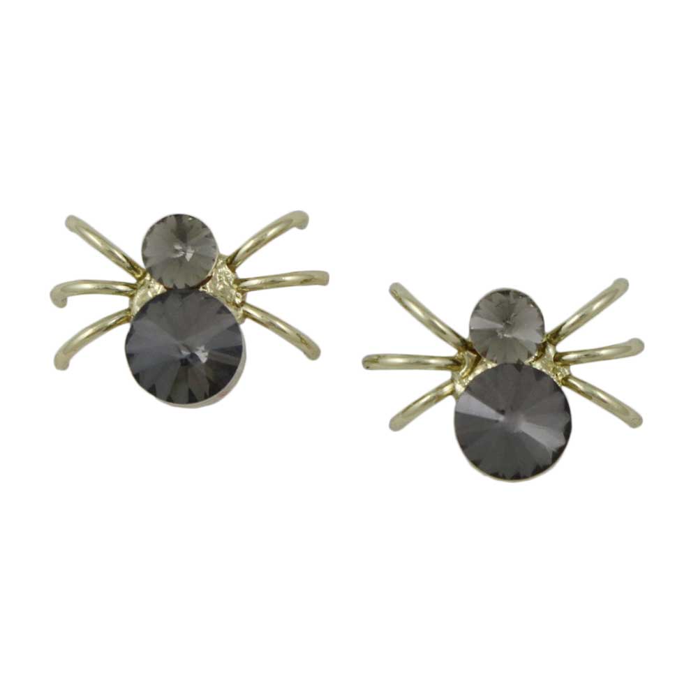 Small Gray Crystal Spider Clip On Earring - REC047C - Lilylin Designs