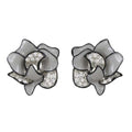 Gray and Black with Crystals Flower Pierced Earring - PRL055E - Lilylin Designs